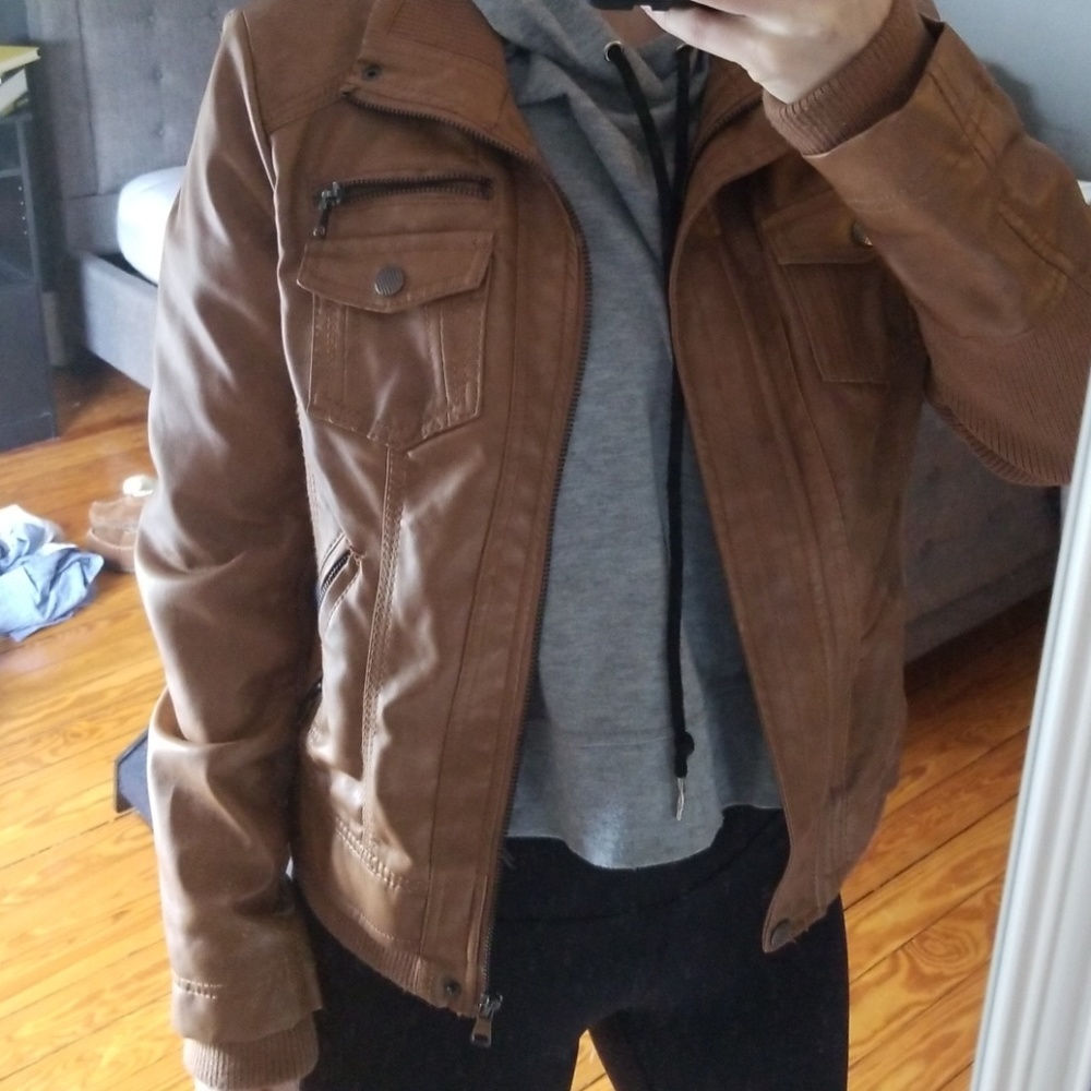 Leather bomber jacket (faux)